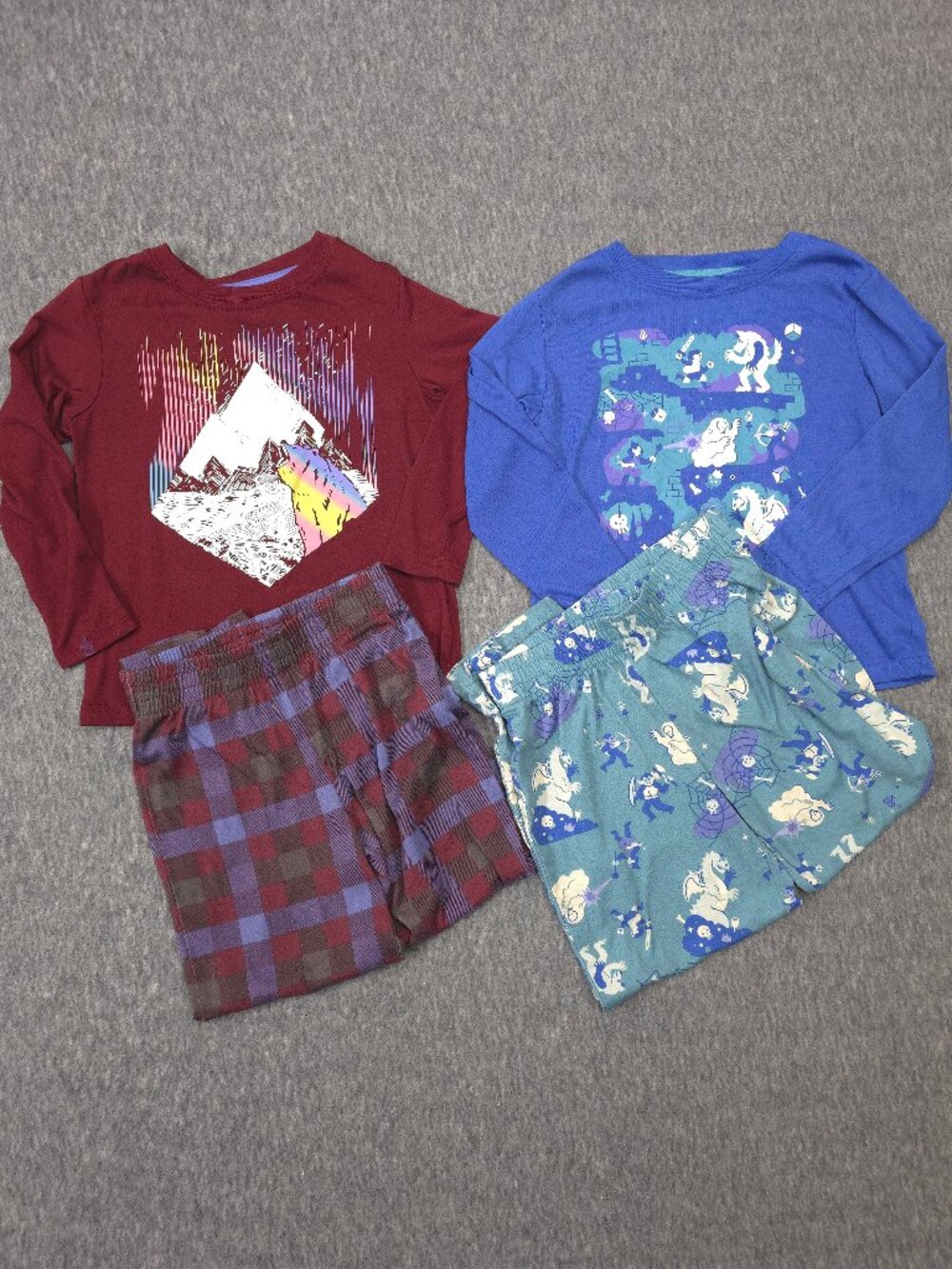 Cat & Jack Kids XS 4/5 Pajama Set 4 Piece Fantasy Monsters Flame Resistant